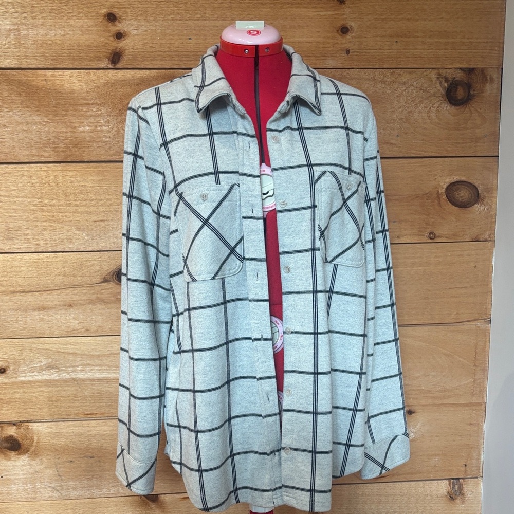 Thread & Supply Gray Windowpane Button-Up Shirt